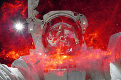 在太空行走的宇航员。这幅图像由美国国家航空航天局提供的元素