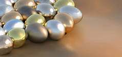 青铜背景中的金银制复活节彩蛋3D艺术图解 