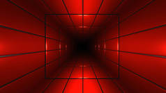 无尽的红色瓷砖隧道3D渲染背景图