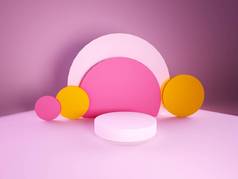 摘要产品的粉色背景几何形状粉红色台. 最小的概念。 3d渲染