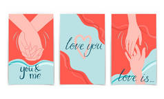 Romantic card collection. You&me, Love is, Love you