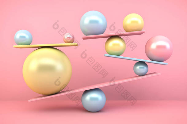 彩色平衡球3D渲染