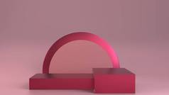 3D用几何图形渲染插图。产品展示用的粉刷粉色平台.