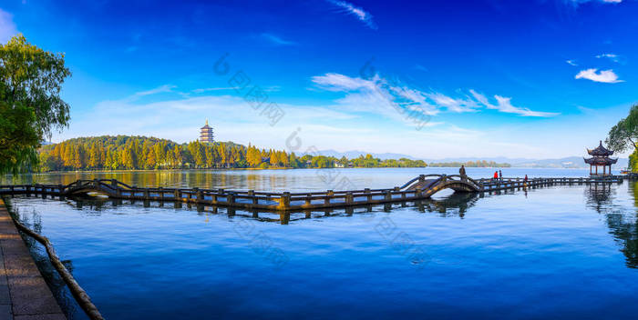 西湖美丽的风景与建筑景观