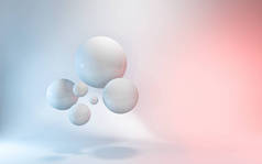 脑艺术3D白色球体抽象色彩凉爽背景