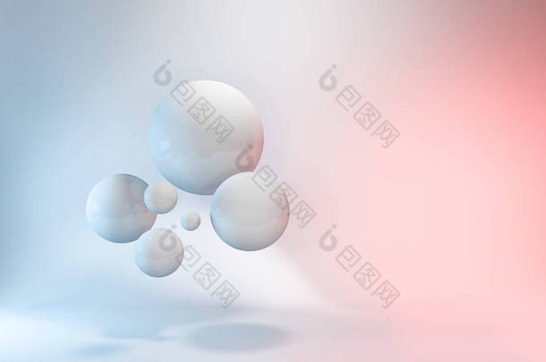 脑艺术3D白色<strong>球体抽象</strong>色彩凉爽背景