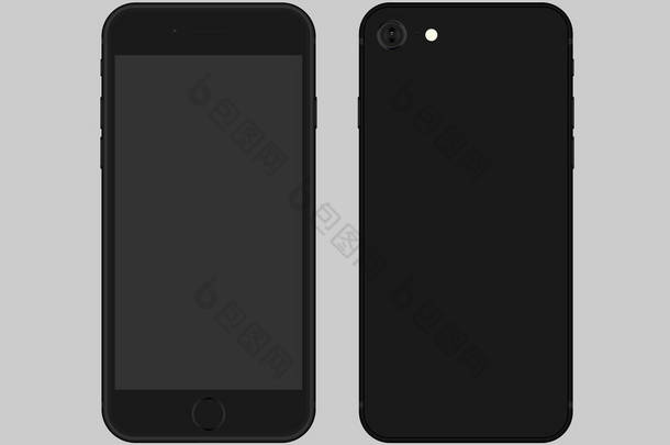 iPhone SE 2020 。白色背景下的智能<strong>手机</strong>黑色隔离