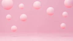 带漂浮粒子的粉红色工作室。为文本空的空间。化妆品和健康的概念。3D渲染.