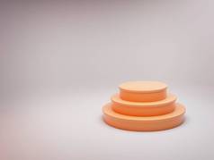 橙色讲台上的白色背景与左复制空间。3D插图