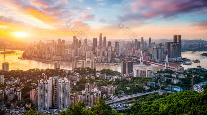 现代大都市天际线，重庆，中国，重庆全景.