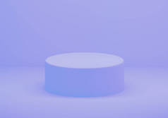 紫色的立场。摘要产品背景为紫罗兰色,具有几何形状平台.白色的立场，最小的概念。3D渲染