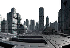 白色背景下的3D渲染未来城市- 3D图解