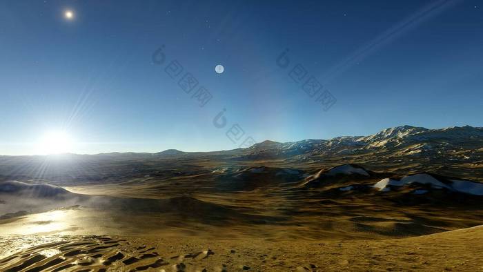 太空中未知行星的景观，设计的太空背景，太空，科幻小说中的行星，外行星，类地行星