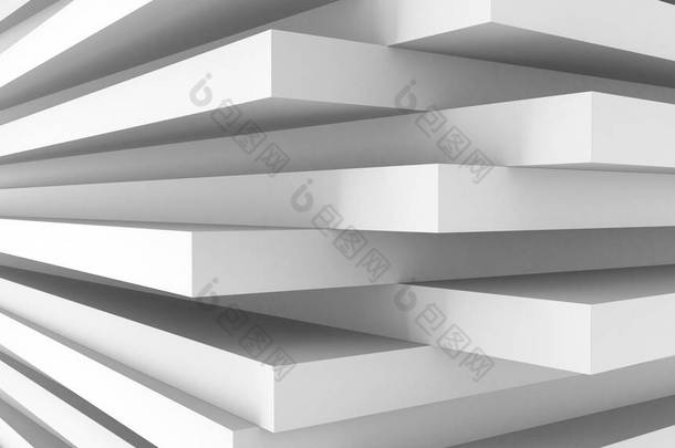 3D渲染。白色现代内政背景。摘要建筑方块。最小几何形状设计.