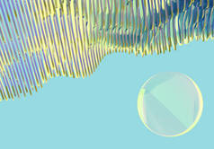 波动形状和球体的未来动力平面.现代的产品设计背景是彩色彩绘的.高质量的3D渲染说明.