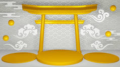torii几何平台日本传统podium.3D渲染