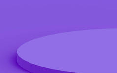 3D紫色圆柱形讲台最小工作室背景。摘要三维几何形体图解绘制.化妆品香水时尚产品的展示.