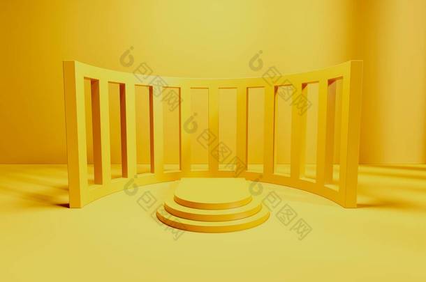 用于<strong>产品展示</strong>的空白背景上的3D渲染或图解，Podium或stairs.