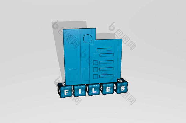 立方体文字上的3D图标、商业和概念上的3D插图