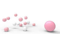 孤立和白色背景下的业务梯形图和思想业务概念圈粉色-白色元素- 3D渲染