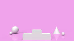 粉色背景下的白色Podium平台3D渲染
