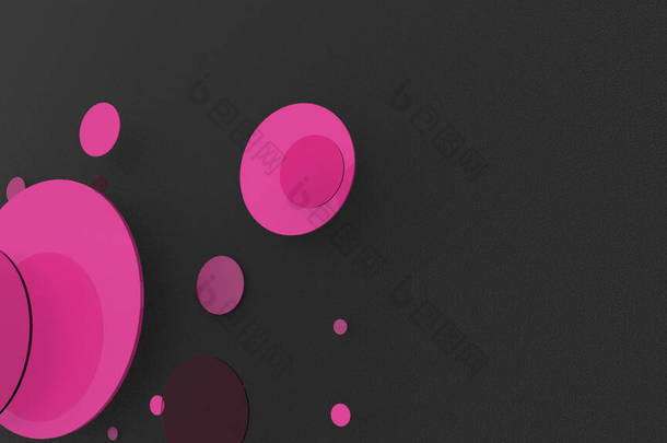 粉色金属和不透明的圆圈和圆筒的彩色背景.透明<strong>玻璃</strong>图形设计的背景.3D渲染说明