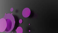 紫色金属和不透明的圆圈和圆筒的彩色背景.透明玻璃图形设计的背景.3D渲染说明