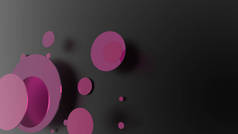 粉色金属和不透明的圆圈和圆筒的彩色背景.透明玻璃图形设计的背景.3D渲染说明