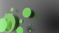 绿色金属和不透明的圆圈和圆筒的彩色背景.透明玻璃图形设计的背景.3D渲染说明