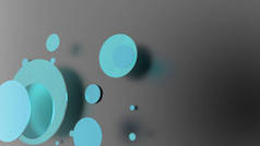 蓝色的金属和不透明的圆圈和圆筒在彩色的背景上.透明玻璃图形设计的背景.3D渲染说明