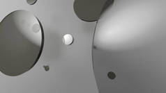 灰色的金属和不透明的圆圈和圆筒的彩色背景.透明玻璃图形设计的背景.3D渲染说明