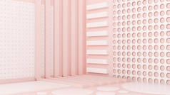粉色白光背景，工作室和底座。3D说明，3D渲染.