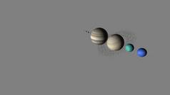 太阳系的行星，太阳系的行星，太阳系大小的行星，行星尺寸的比较