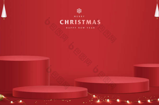 产品展示圆柱形的圣诞快乐横幅 