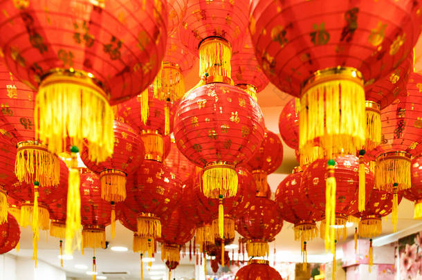 Shop in London decorated for Chinese lunar New year