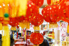 Shop in London decorated for Chinese lunar New year