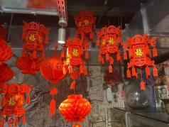 明亮的红色美丽的中国灯笼