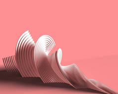三维渲染的抽象背景与波。创意建筑概念.