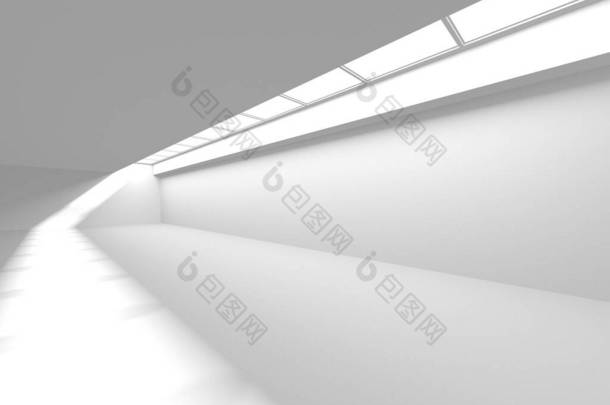 照明走廊<strong>室内设计</strong>。空房间内部背景。3D渲染