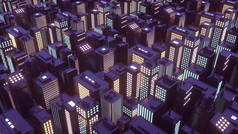 具有摩天大楼的等距未来派城市，3D插图