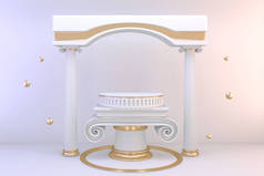 装饰现代白色讲台空白空间化妆品.3D渲染