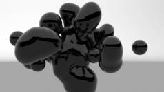 黑色皮球流体艺术运动图形风格简约的设计3D渲染