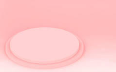 3D粉色圆筒讲台最小工作室背景。摘要三维几何形体图解绘制.情人节产品的展示.