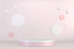 为产品展示、 3D渲染设计最小粉红基座