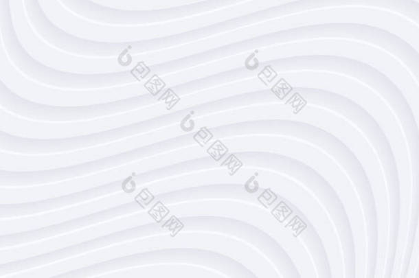三维<strong>白银</strong>波浪形背景用于商业展示。文摘:流线型优美.简约的空条纹空白BG 。半色调单色盖，带有现代数码最小色彩.