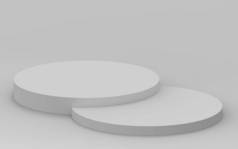 3D灰色圆筒讲台最小工作室背景。三维几何形状物体图解绘制.