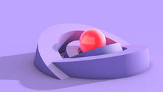 浅色紫外光弧形、发亮的红色核心球体的3D背景