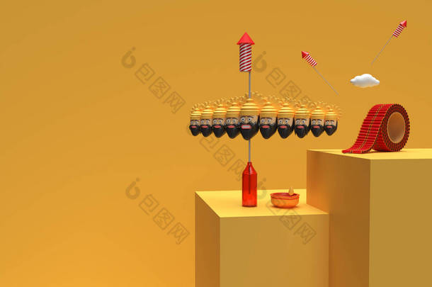 三维渲染杜塞赫拉纪念场景- -展示产品广告设计的最小平台场景.