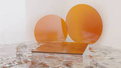 玻璃缸台面，产品展台，彩色橙色