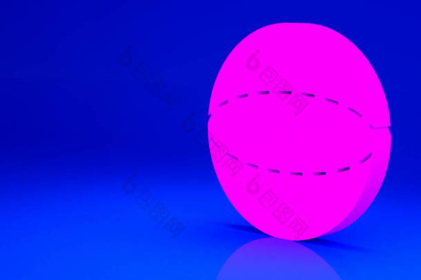 粉色几何图形球体图标孤立在蓝色<strong>背景</strong>.抽象形状。几何装饰品。最低纲领的概念。3D渲染3D插图